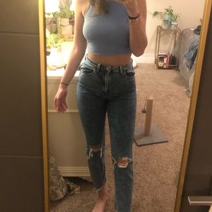 Super high waisted ripped jeans